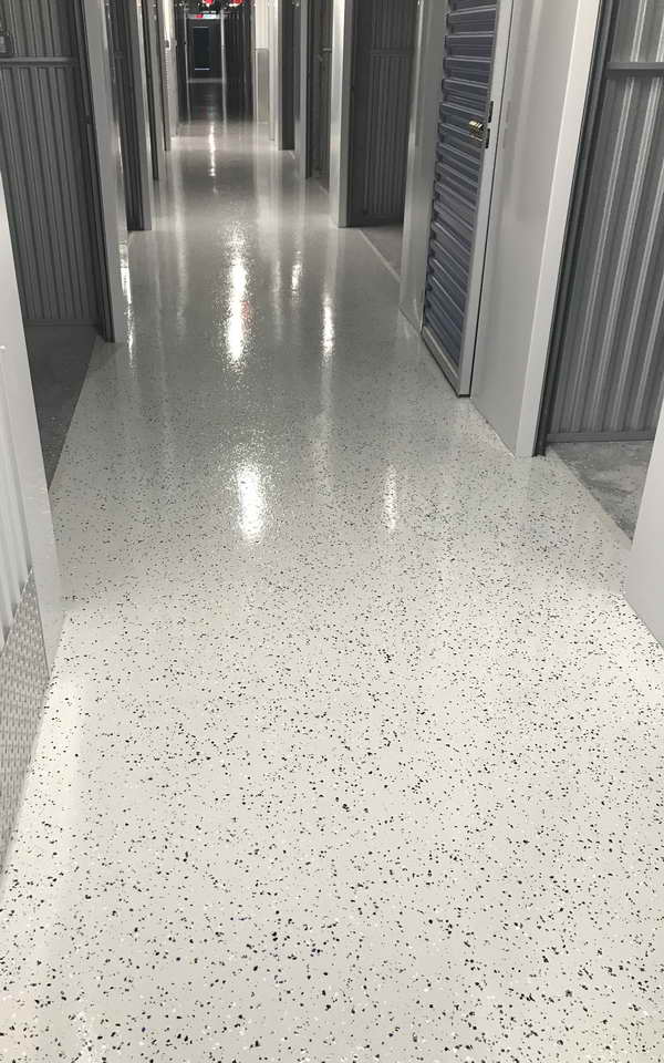 epoxy floor coating random flake storage