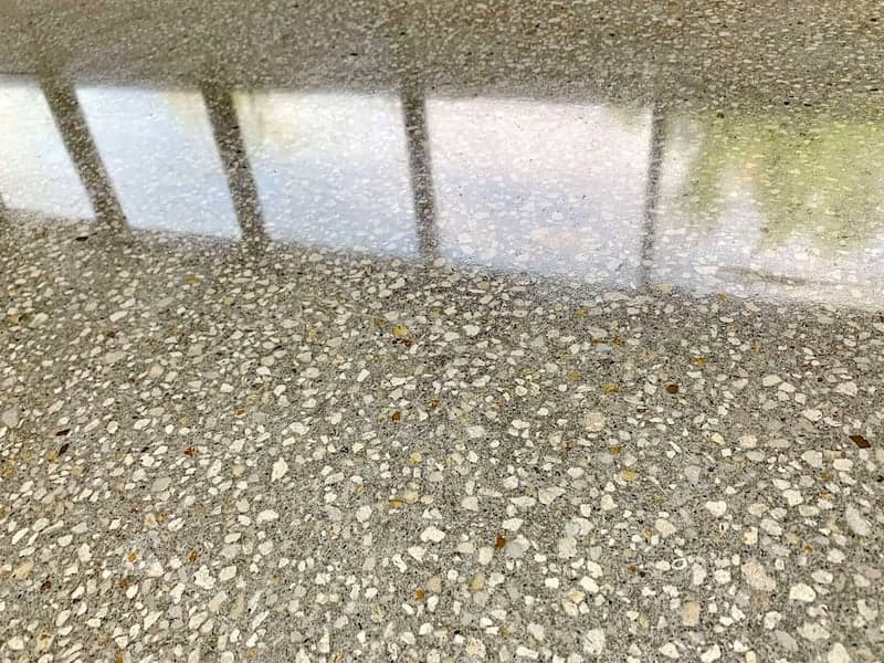 Polished concrete floor in commercial space